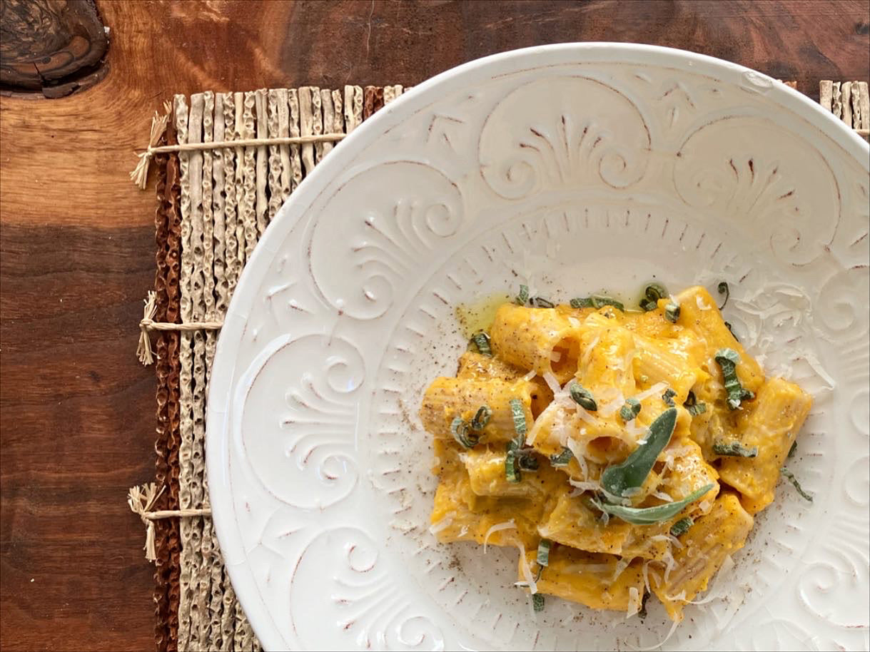 Heirloom Wheat Rigatoni with Roasted Butternut Squash Creamy Sauce
