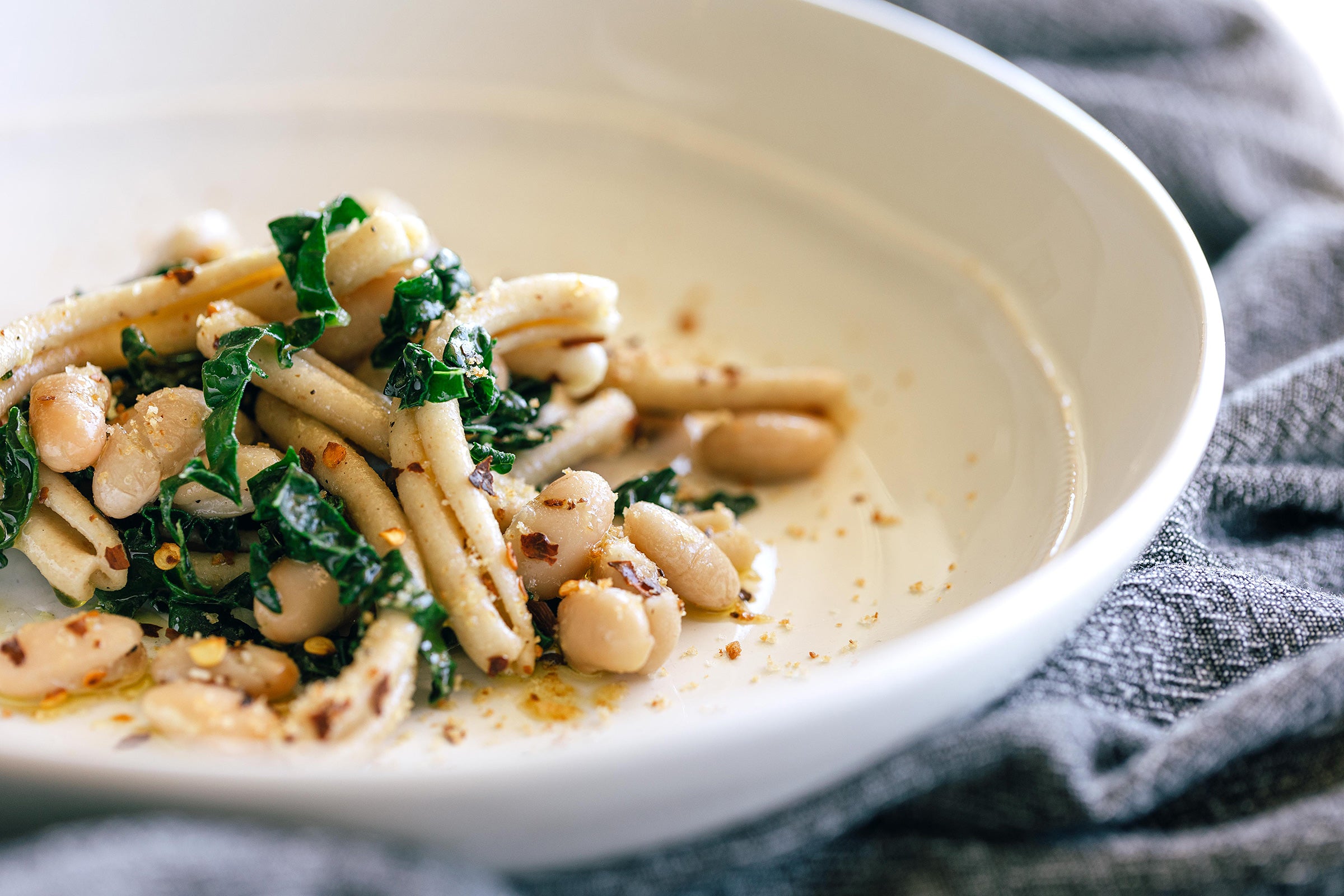 Heirloom Wheat Casarecce with Tuscan Kale and Cannellini Beans